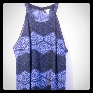 Dark & light blue dressy blouse.No sleeves (long).